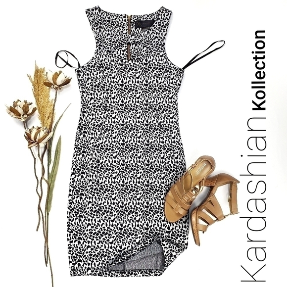 Kardashian Kollection Dresses & Skirts - Kim Kardashian Blk Wht Animal BodyCon Dress M